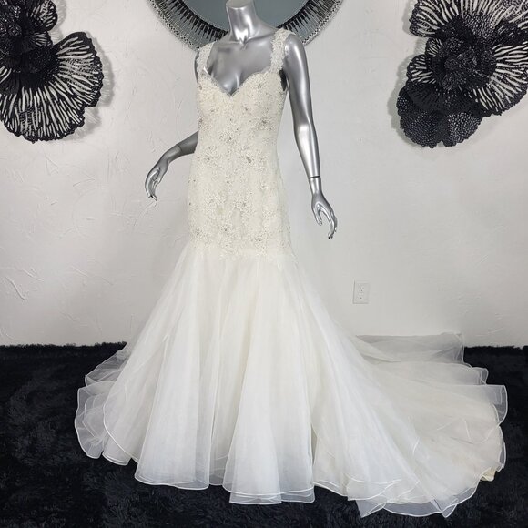 NWT~$1850~SOPHIA TOLLI~8/10~IVORY LACE EMBROIDERED MERMAID TRUMPET WEDDING DRESS - Picture 1 of 16